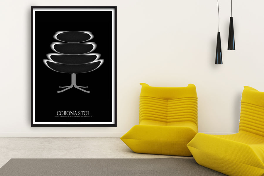 "Corona Stolen" Black Original - Grafisk fortolkning af Dansk design klassiker